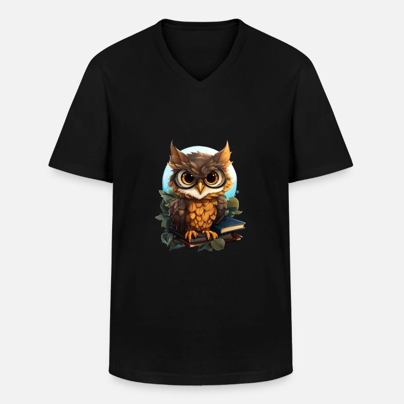 Eule - Männer-T-Shirt mit V-Ausschnitt - Schwarz