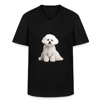 Bichon Frise - T-shirt col V Homme - noir - Devant - AI Model Male 178 dark (178cm)