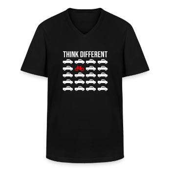 Fahrrad bike Radfahren Radeln Single speed Sattel - Männer-T-Shirt mit V-Ausschnitt - Schwarz - Vorne - AI Model Male 178 dark (178cm)