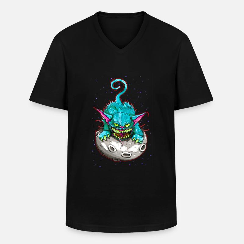 SPACE CAT - Männer-T-Shirt mit V-Ausschnitt - Schwarz