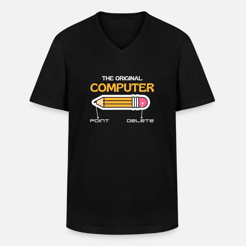 Der ursprüngliche Computer, Retro-Computerliebhaber - Männer-T-Shirt mit V-Ausschnitt - Schwarz
