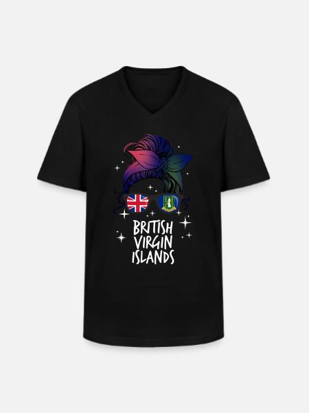 British Virgin Islands - Men's V-Neck T-Shirt - black