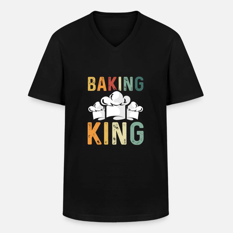 Backkönig Retro - Männer-T-Shirt mit V-Ausschnitt - Schwarz