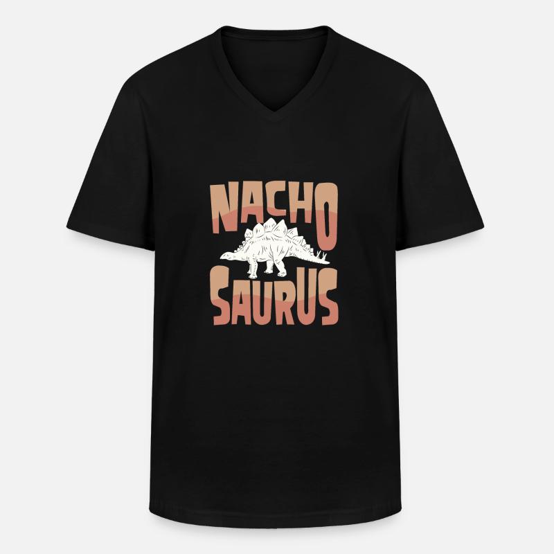 Nacho essen Stegosaurus - Männer-T-Shirt mit V-Ausschnitt - Schwarz