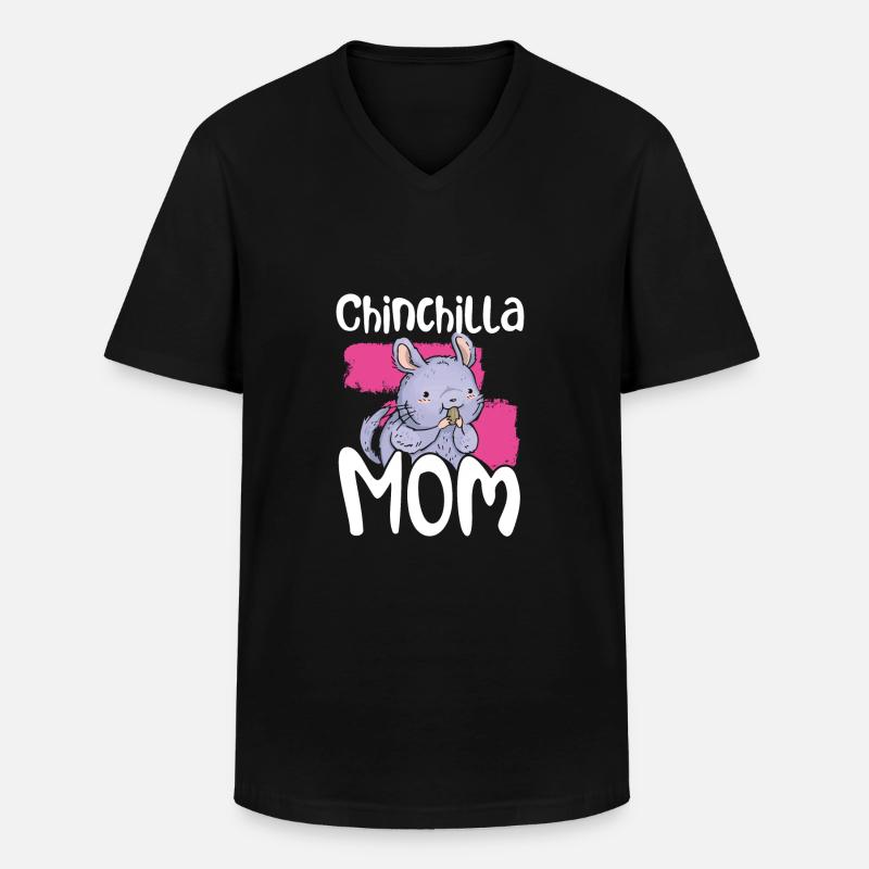 Chinchilla Mutter - Männer-T-Shirt mit V-Ausschnitt - Schwarz