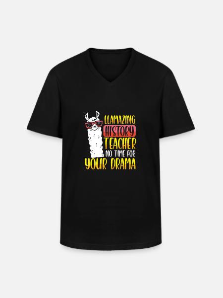 Lama History Teacher - Men's V-Neck T-Shirt - black