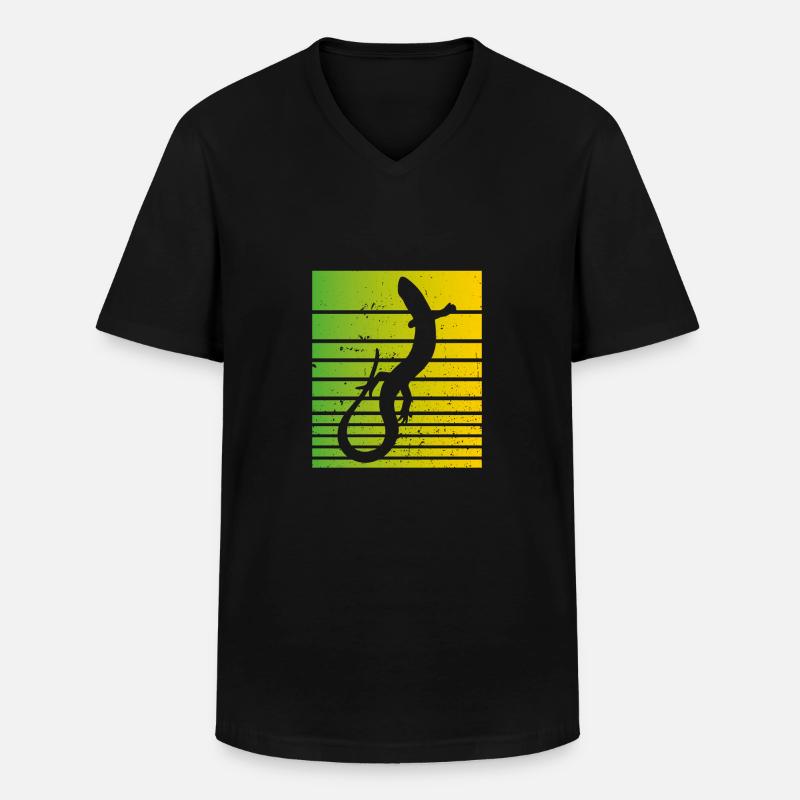 Weiße Eidechse - Männer-T-Shirt mit V-Ausschnitt - Schwarz