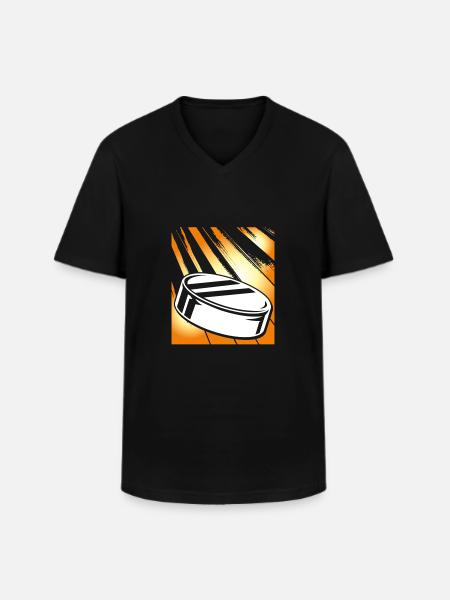Yellow hockey puck - Men's V-Neck T-Shirt - black