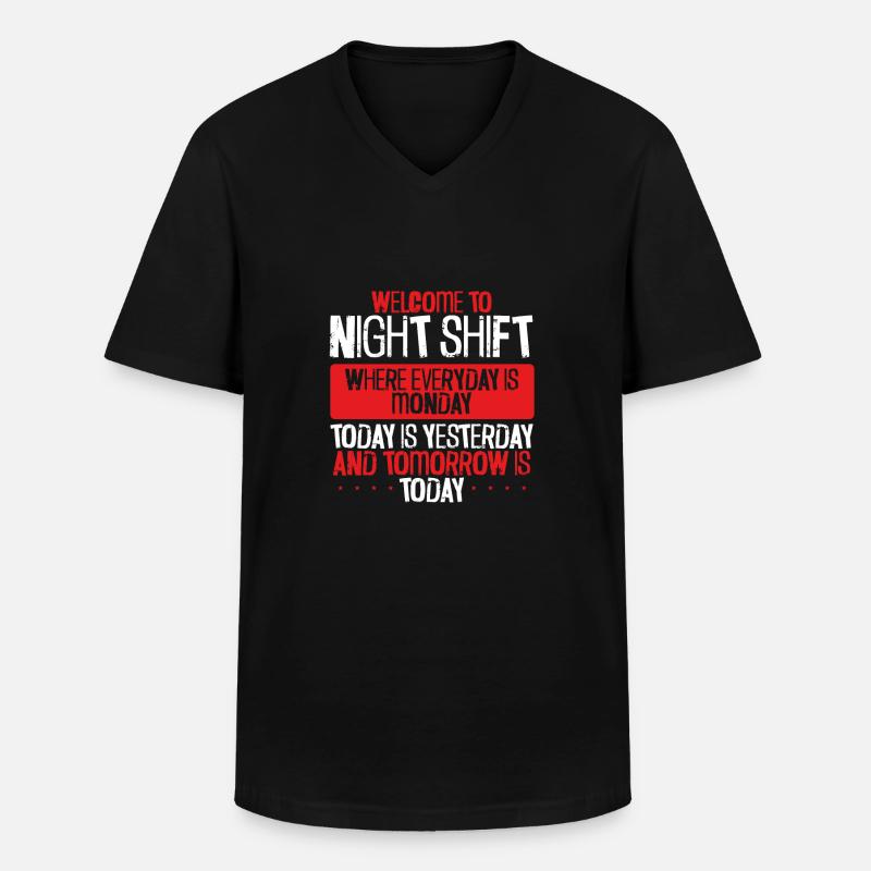 Willkommen In Der Nachtschicht - Männer-T-Shirt mit V-Ausschnitt - Schwarz