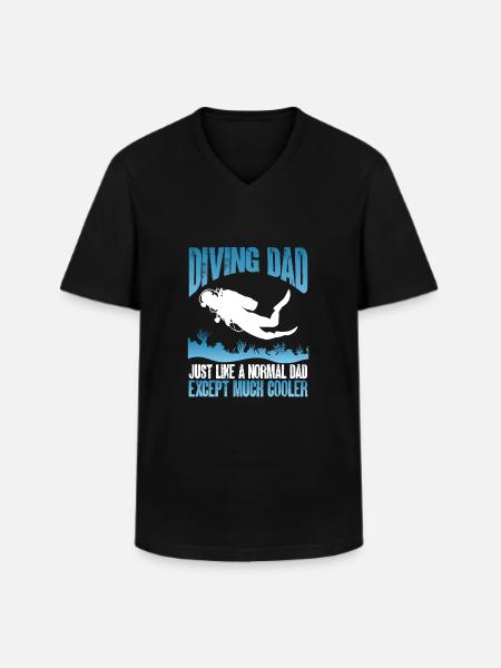 Diving father - Men's V-Neck T-Shirt - black