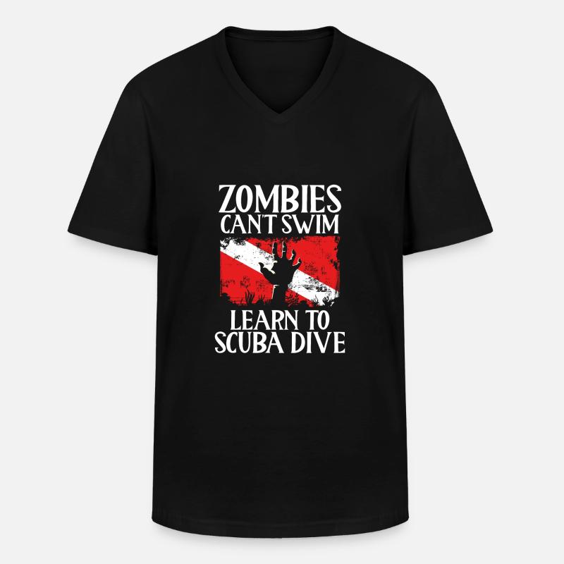 Zombies cannot learn to swim, - Men's V-Neck T-Shirt - black