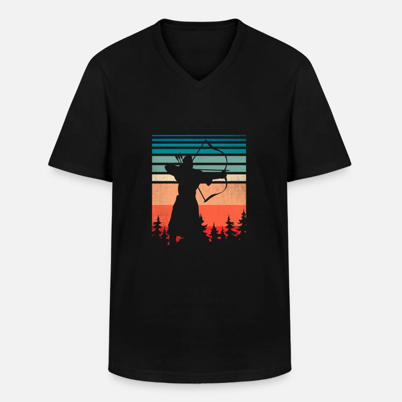 Bogenschütze Mit Pfeil Und Bogen - Männer-T-Shirt mit V-Ausschnitt - Schwarz