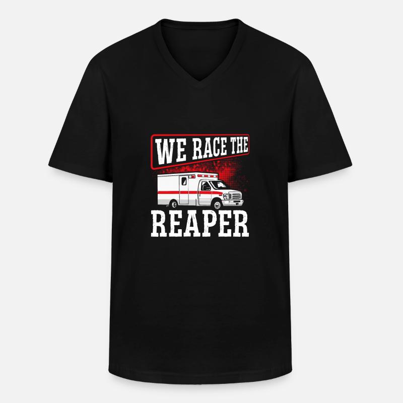 Ein rennen gegen den Sensenmann - Männer-T-Shirt mit V-Ausschnitt - Schwarz