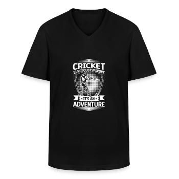 Le cricket est une aventure - T-shirt col V Homme - noir - Devant - AI Model Male 178 dark (178cm)