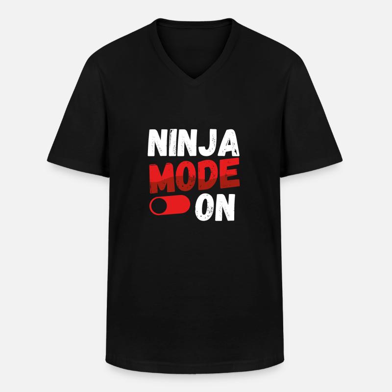 Ninja modus An - Männer-T-Shirt mit V-Ausschnitt - Schwarz