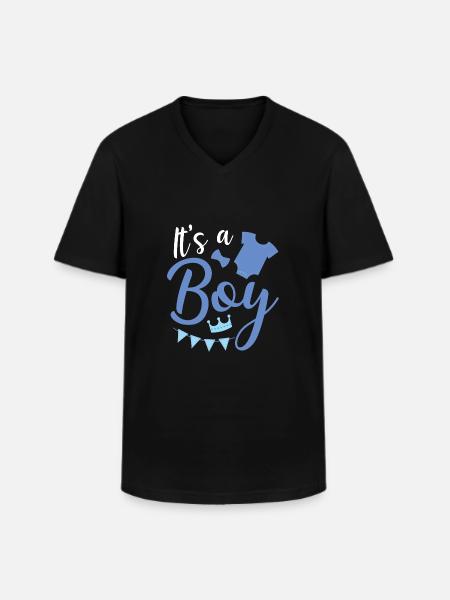 It's a boy - Men's V-Neck T-Shirt - black