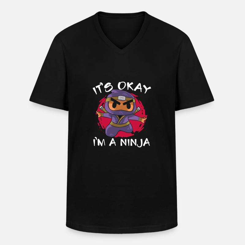 Starker Süßer Ninja - Männer-T-Shirt mit V-Ausschnitt - Schwarz