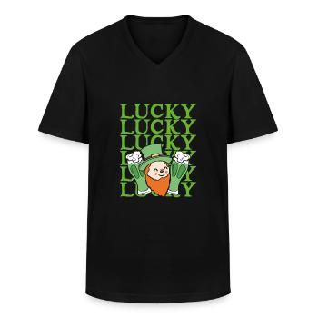 Lucky dwarf - Men's V-Neck T-Shirt - black - Front - AI Model Male 178 dark (178cm)