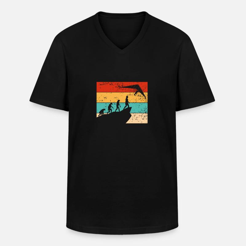 Retro drachenflug evolution - Männer-T-Shirt mit V-Ausschnitt - Schwarz