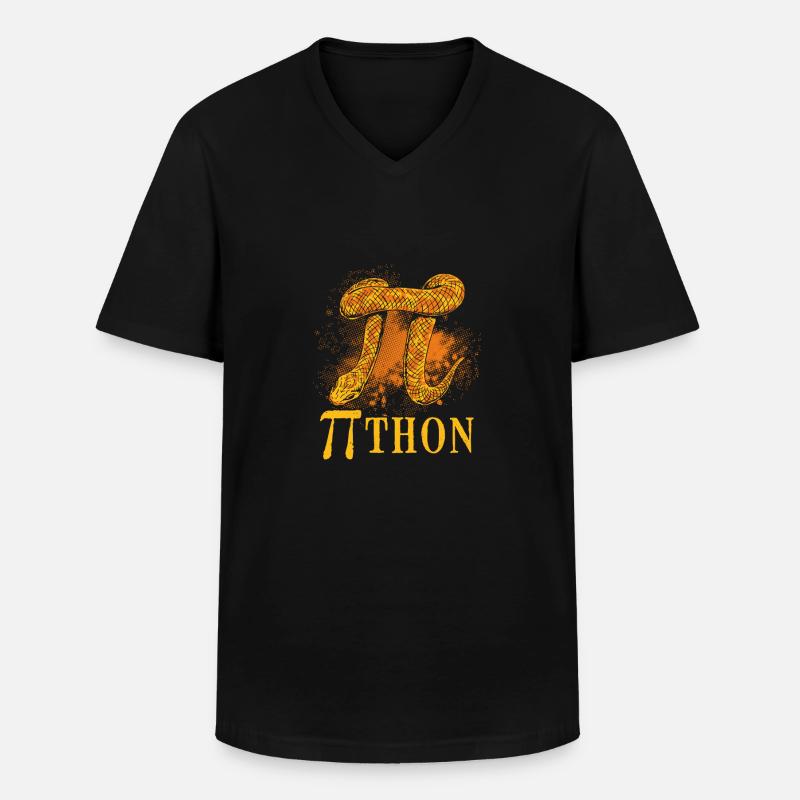 Pi The Serpent Python - Men's V-Neck T-Shirt - black