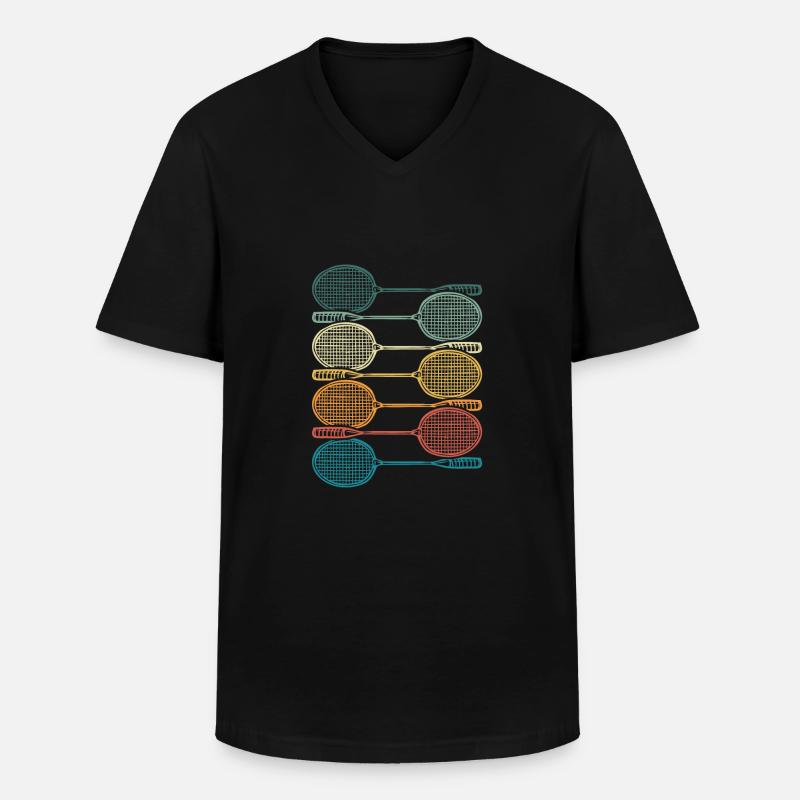 Bunte Badmintonschläger - Männer-T-Shirt mit V-Ausschnitt - Schwarz