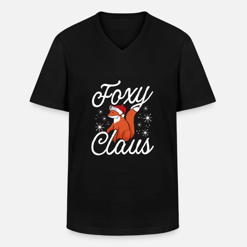 Fuchsiger Weihnachtsmann - Männer-T-Shirt mit V-Ausschnitt - Schwarz
