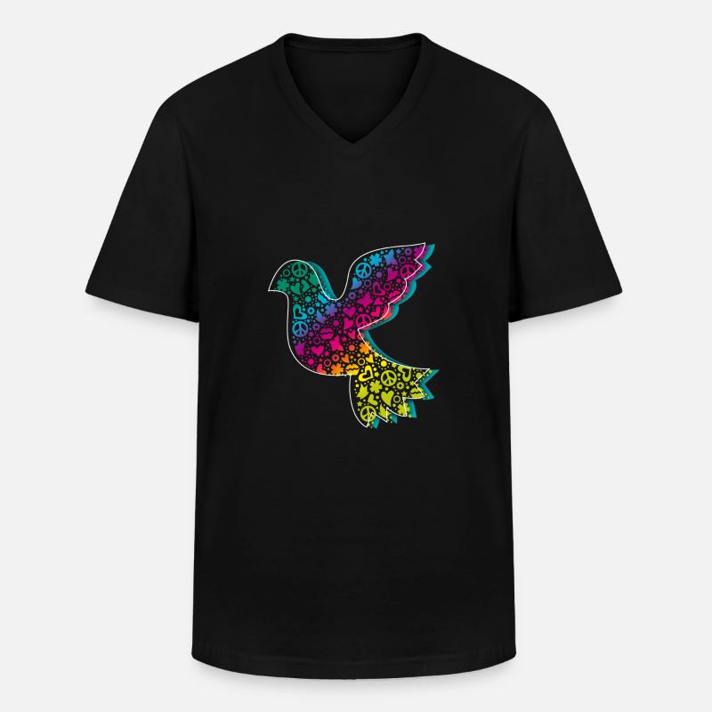 Friedenstaube Verlauf DDP - Männer-T-Shirt mit V-Ausschnitt - Schwarz