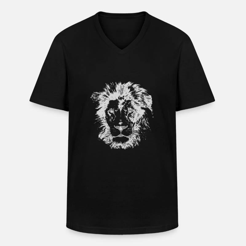 LÖWE HEAD - Männer-T-Shirt mit V-Ausschnitt - Schwarz