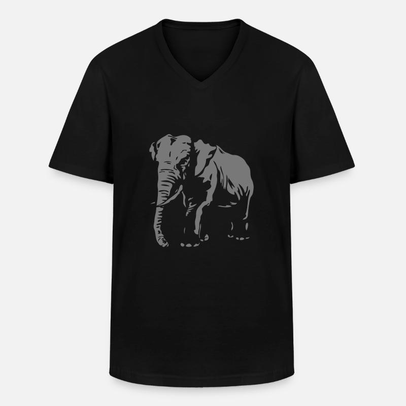 Elephant - Elefant - Männer-T-Shirt mit V-Ausschnitt - Schwarz