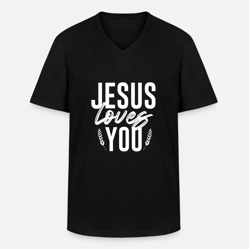 Christliche Sprüche - Männer-T-Shirt mit V-Ausschnitt - Schwarz
