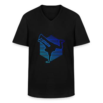 Hip Hop Breakdance Hiphop Kids Bboy BGirl Breakd - T-shirt col V Homme - noir - Devant - AI Model Male 178 dark (178cm)