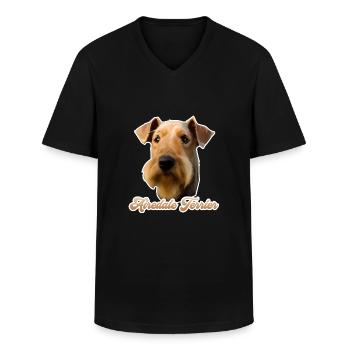 Airedale Terrier - Männer-T-Shirt mit V-Ausschnitt - Schwarz - Vorne - AI Model Male 178 dark (178cm)