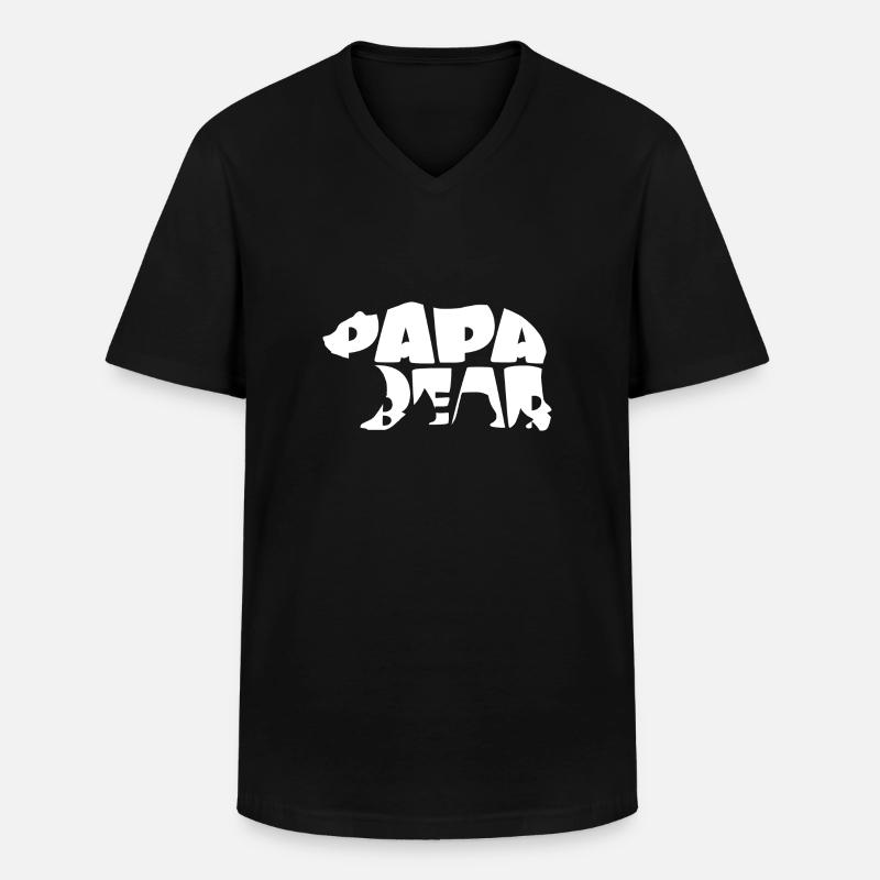 Papa Bear Vater Vatertag Geschenk - Männer-T-Shirt mit V-Ausschnitt - Schwarz