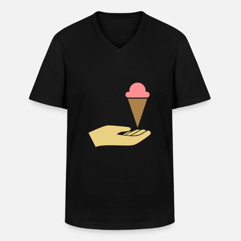 Hand reicht Eis - Männer-T-Shirt mit V-Ausschnitt - Schwarz