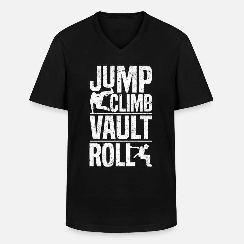 Parkour - Männer-T-Shirt mit V-Ausschnitt - Schwarz