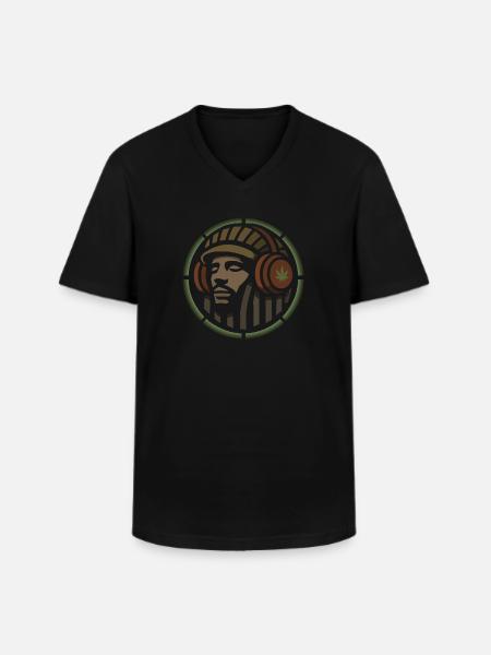 Rasta's Head Logo - Men's V-Neck T-Shirt - black