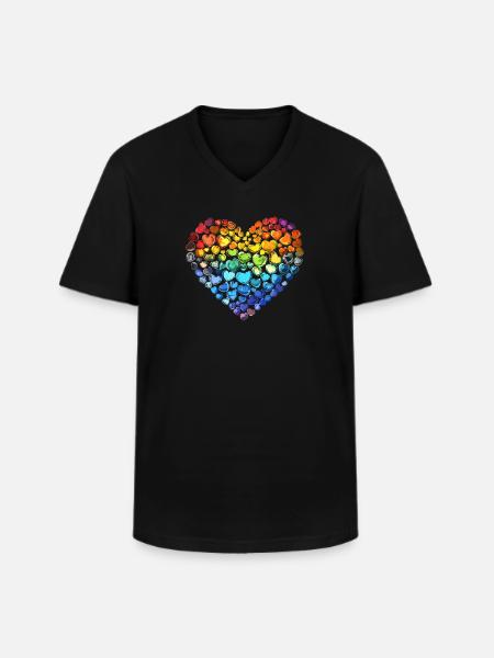 Rainbow Heart - Men's V-Neck T-Shirt - black