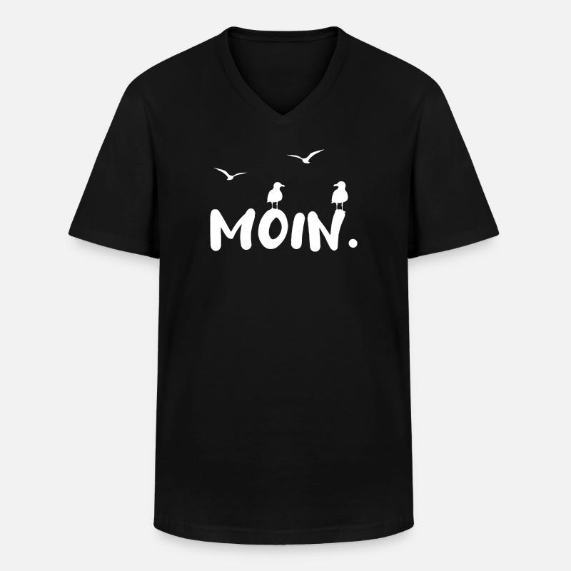 Moin - Männer-T-Shirt mit V-Ausschnitt - Schwarz
