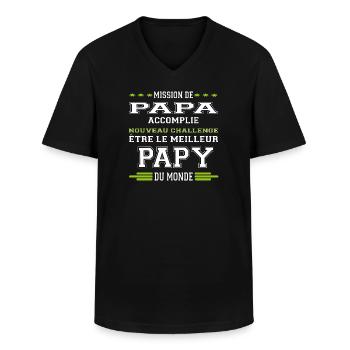 Futur papy - T-shirt col V Homme - noir - Devant - AI Model Male 178 dark (178cm)