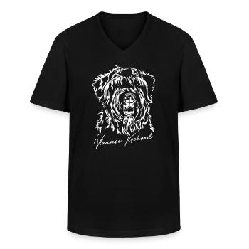 VLAAMSE KOEHOND Portrait Chien Chien Wilsigns - T-shirt col V Homme - noir - Devant - AI Model Male 178 dark (178cm)