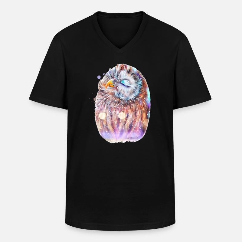 Eule - Männer-T-Shirt mit V-Ausschnitt - Schwarz