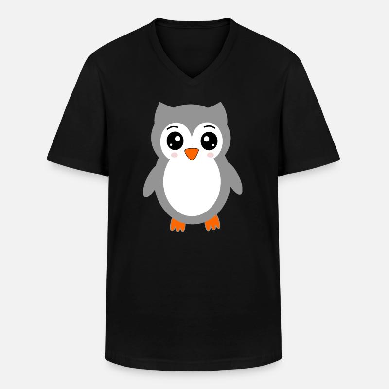 graue Eule - Männer-T-Shirt mit V-Ausschnitt - Schwarz
