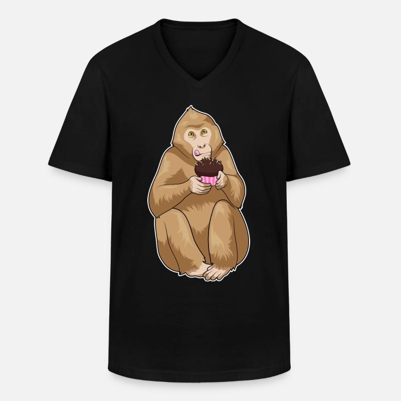 Affe Muffin - Männer-T-Shirt mit V-Ausschnitt - Schwarz