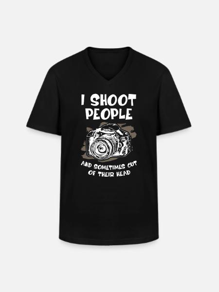 Je photographie des gens - T-shirt col V Homme - noir