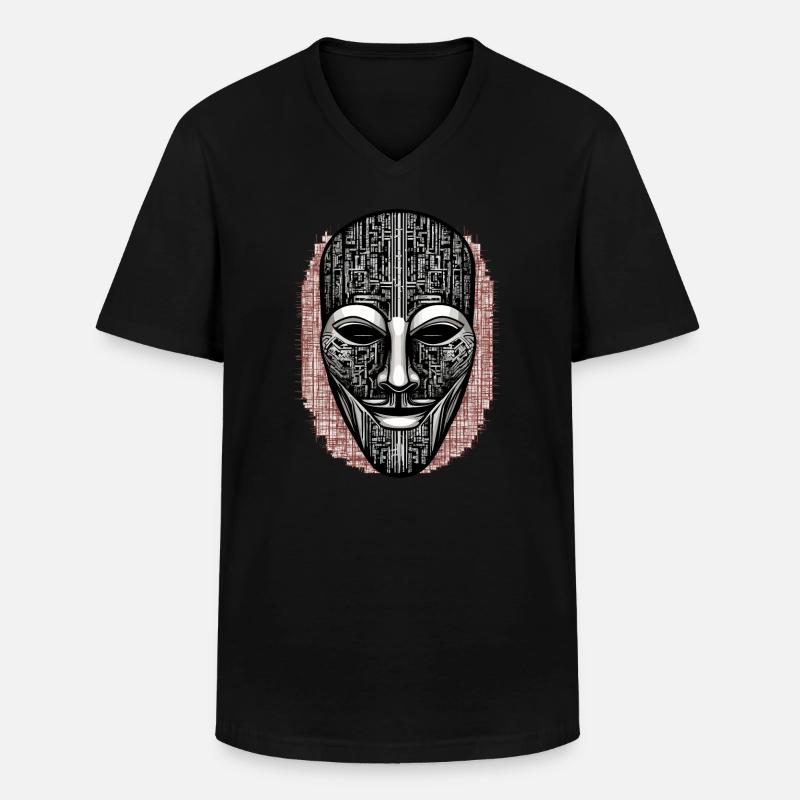 Anonymous Hacker Maske - Männer-T-Shirt mit V-Ausschnitt - Schwarz