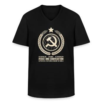 L’internationalisme communiste. - T-shirt col V Homme - noir - Devant - AI Model Male 178 dark (178cm)