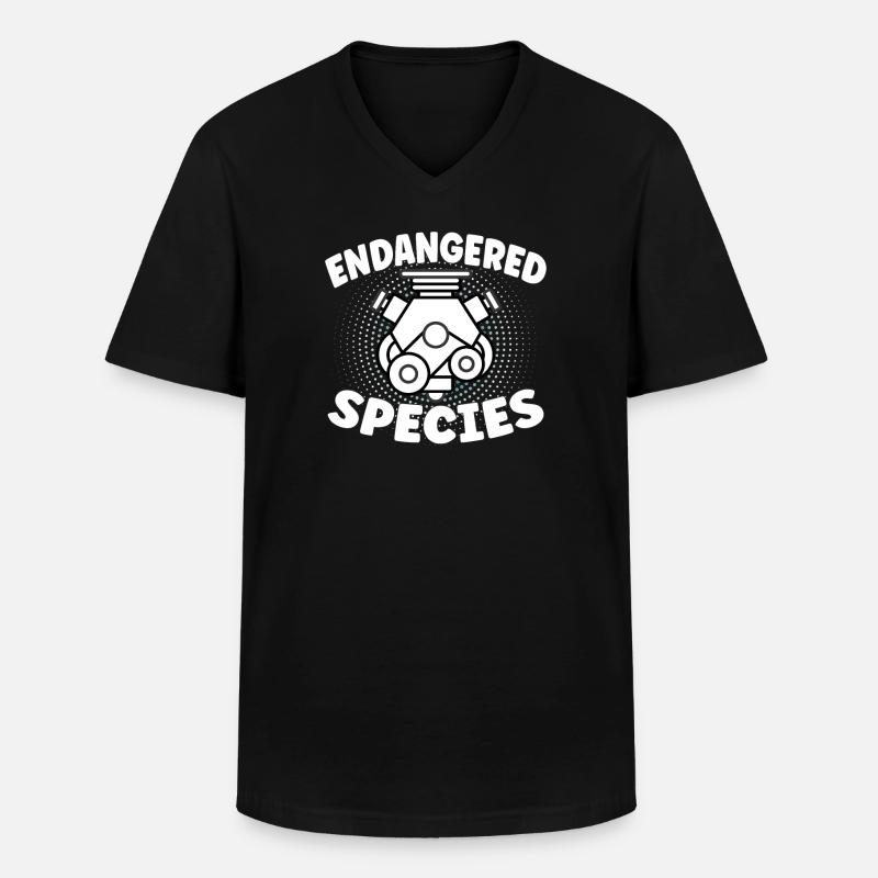 Endangered Species - Engine Combustion Design - Men's V-Neck T-Shirt - black