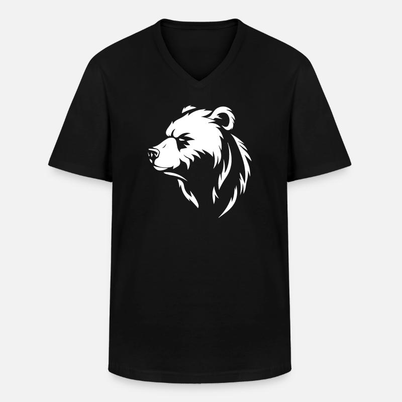 Bär - Männer-T-Shirt mit V-Ausschnitt - Schwarz