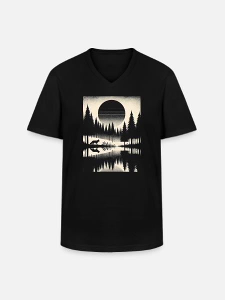 FUCHS IM WALD - Männer-T-Shirt mit V-Ausschnitt - Schwarz