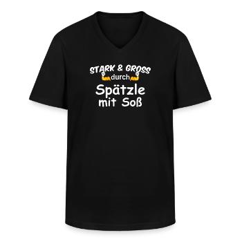 Stark & Groß durch Spätzle mit Soß - Männer-T-Shirt mit V-Ausschnitt - Schwarz - Vorne - AI Model Male 178 dark (178cm)